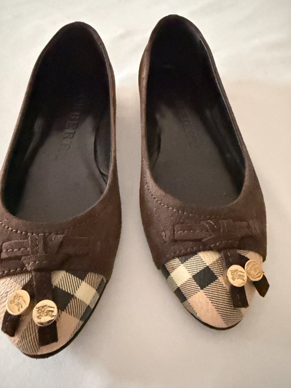 Burberry Nova Check Brown Suede Shoes - Size 36 1/2